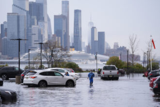 Severe flooding hits Palisades Medical Center in Hudson County, N.J., on Oct. 30. Credit: Lokman Vural Elibol/Anadolu via Getty Images