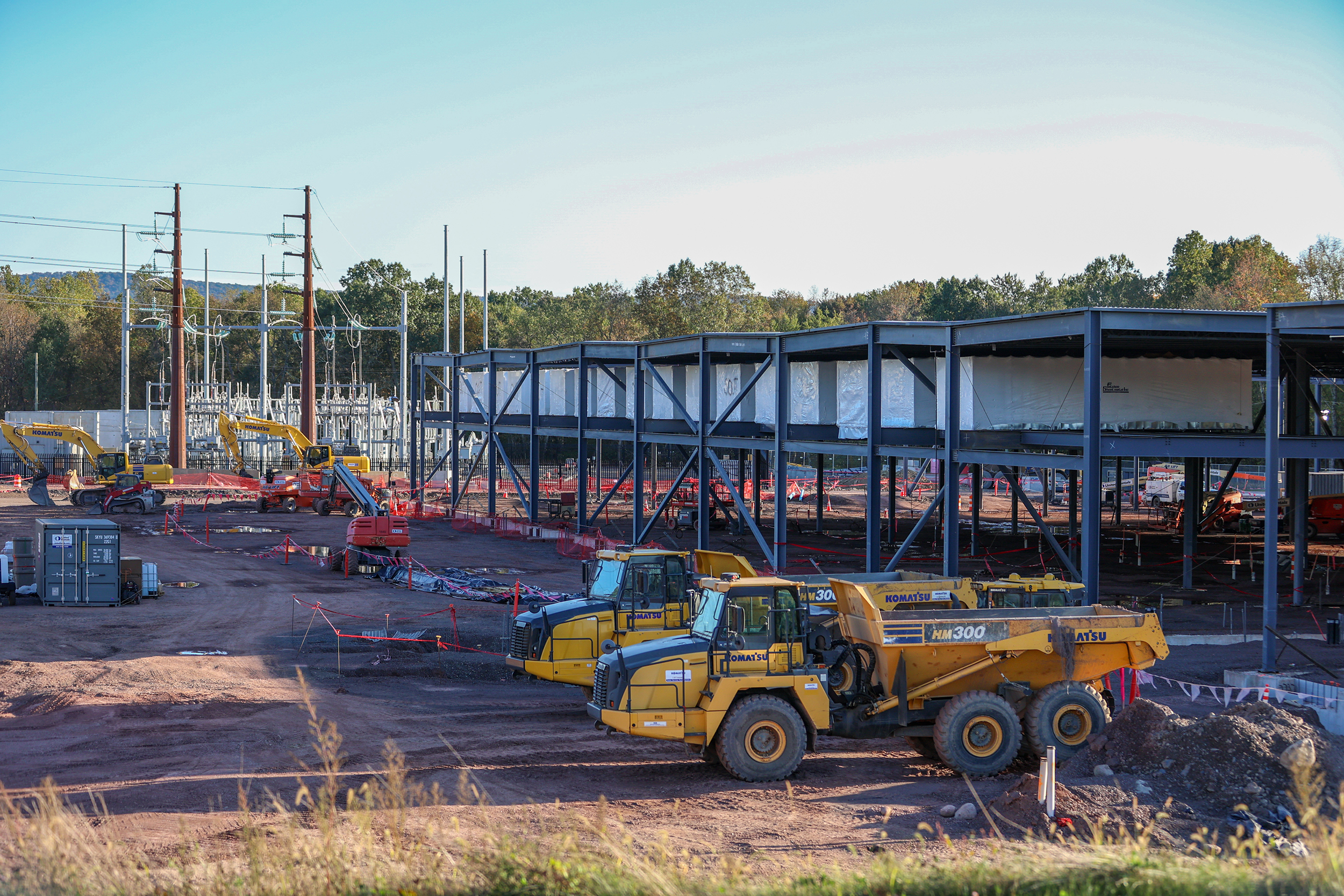 The construction site of an Amazon data center in Salem Township, Pa., on Oct. 10. Credit: Jason Ardan/Citizens' Voice via Getty Images