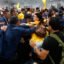 Security personnel clash with protesters as they storm the venue during the COP30 climate conference on Tuesday in Belém, Brazil. Credit: Olga Leiria/AFP via Getty Images