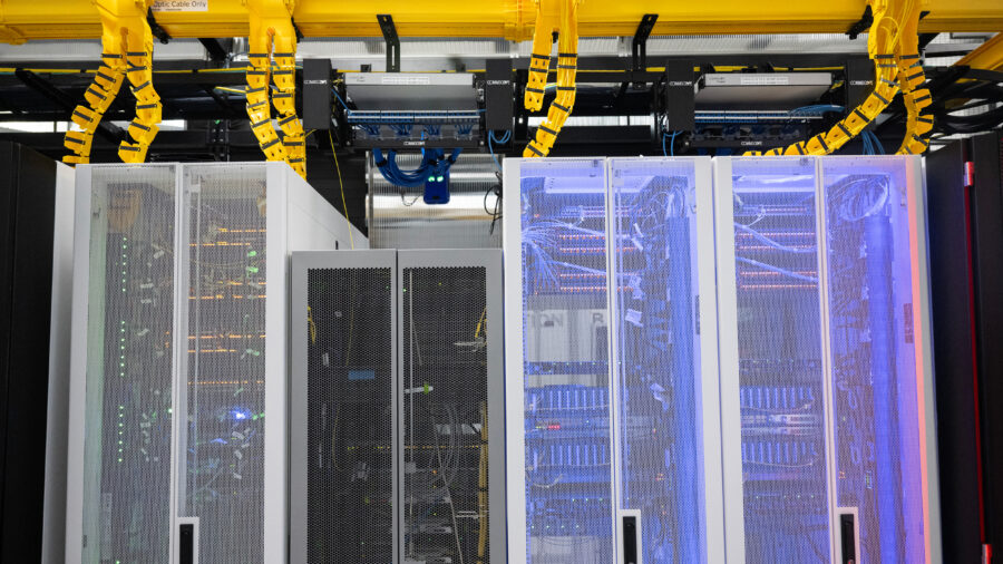 Cabinets hold racks and active servers at the Digital Realty Innovation Lab data center on Nov. 12 in Ashburn, Va. Credit: Andrew Caballero-Reynolds / AFP via Getty Images