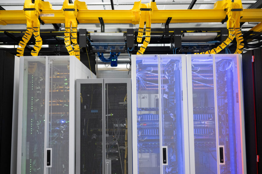 Cabinets hold racks and active servers at the Digital Realty Innovation Lab data center on Nov. 12 in Ashburn, Va. Credit: Andrew Caballero-Reynolds / AFP via Getty Images