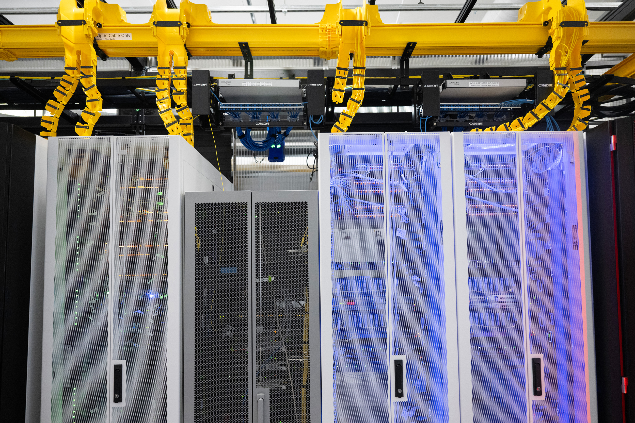 Cabinets hold racks and active servers at the Digital Realty Innovation Lab data center on Nov. 12 in Ashburn, Va. Credit: Andrew Caballero-Reynolds / AFP via Getty Images
