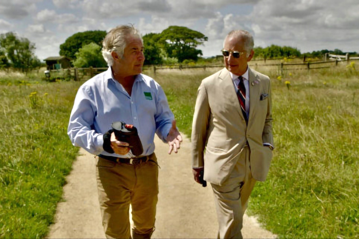 Tony Juniper spoke with King Charles III in July 2023 at a new nature reserve in a group of 25 reserves called “The King’s Series.” Credit: Courtesy of Tony Juniper