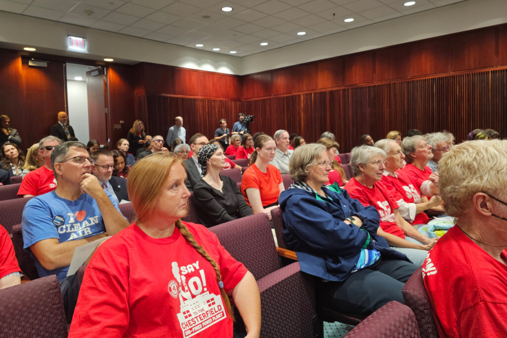 Residents attend a State Corporation Commission hearing on the Chesterfield Energy Reliability Center. Credit: Charles Paullin/Inside Climate News