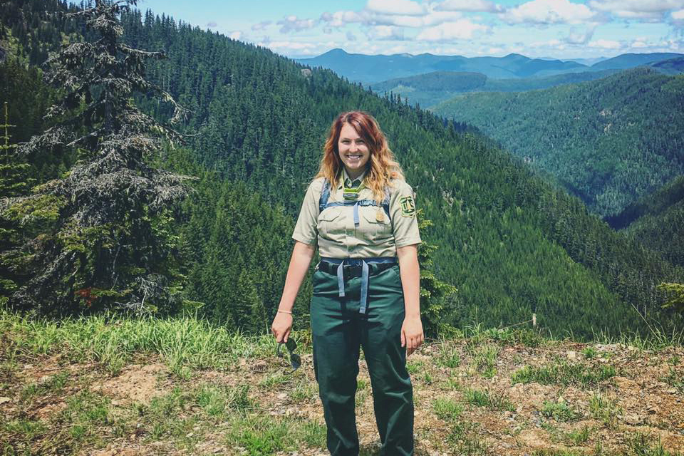 Liz Crandall does field work for Umpqua National Forest in Oregon. Credit: Courtesy of Liz Crandall