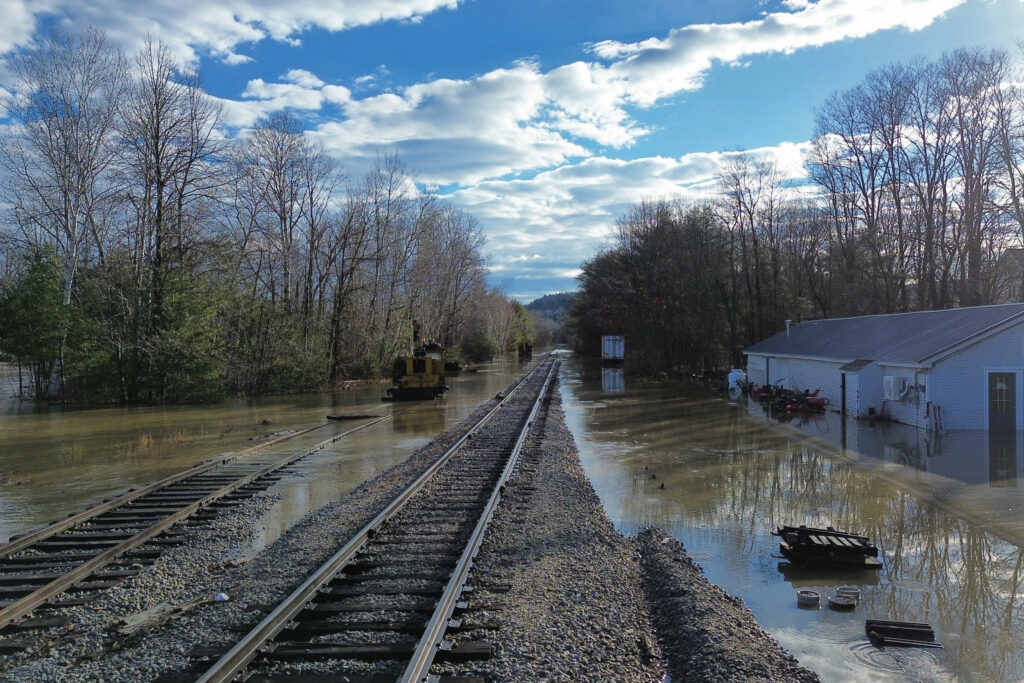 Flooding in the town of Dixfield, Maine, after a 500-year rainfall event in December 2023. Credit: Courtesy of Oxford County Emergency Management Agency