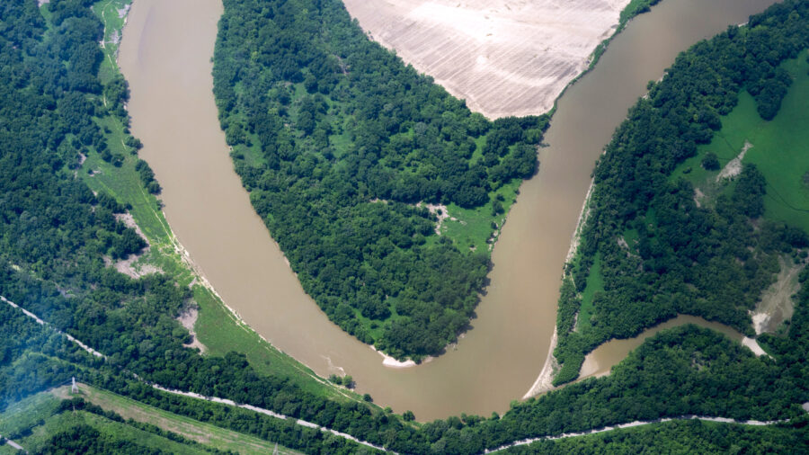 An aerial view of the Great Miami River as it flows through a forest in Ohio. Credit: Marli Miller/UCG/Universal Images Group via Getty Images