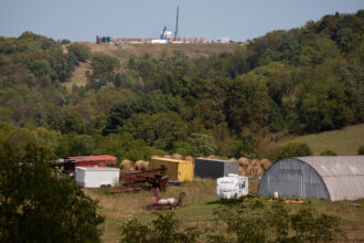 A natural gas well site is seen under construction behind a farm in Washington County, Pa., on Sept. 6, 2024. Credit: Rebecca Droke/AFP via Getty Images