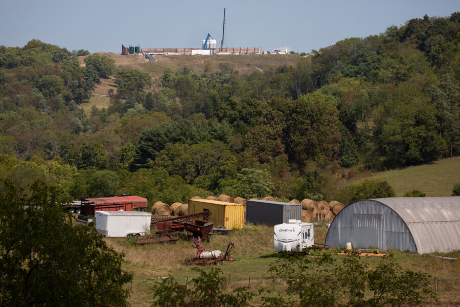 A natural gas well site is seen under construction behind a farm in Washington County, Pa., on Sept. 6, 2024. Credit: Rebecca Droke/AFP via Getty Images