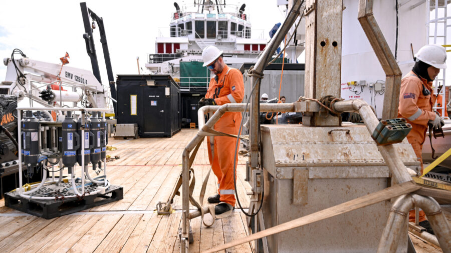Deep-sea mining equipment is seen onboard the research vessel MV Anuanua Moana in the Cook Islands on June 10. Credit: William West/AFP via Getty Images