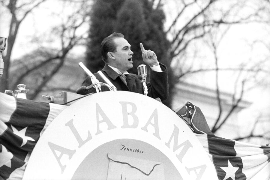 Alabama Gov. George Wallace speaks during his 1963 inaugural address. Credit: Getty Images