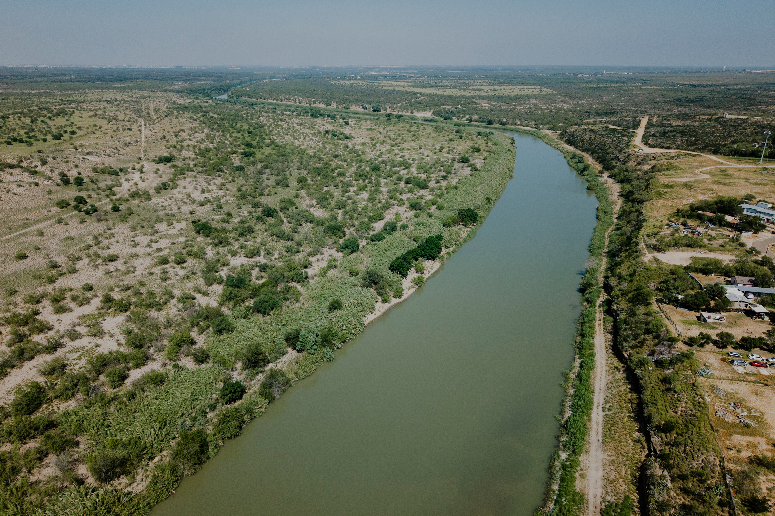 The Rio Grande flows through Laredo, Texas.