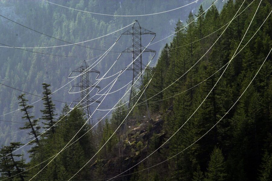 In Washngton state, power lines carry electricity near Diablo Dam and the North Cascades National Park. The Trump administration says there is an emergency in the Pacific Northwest because of a shortage of electricity. Credit: David McNew/Newsmakers