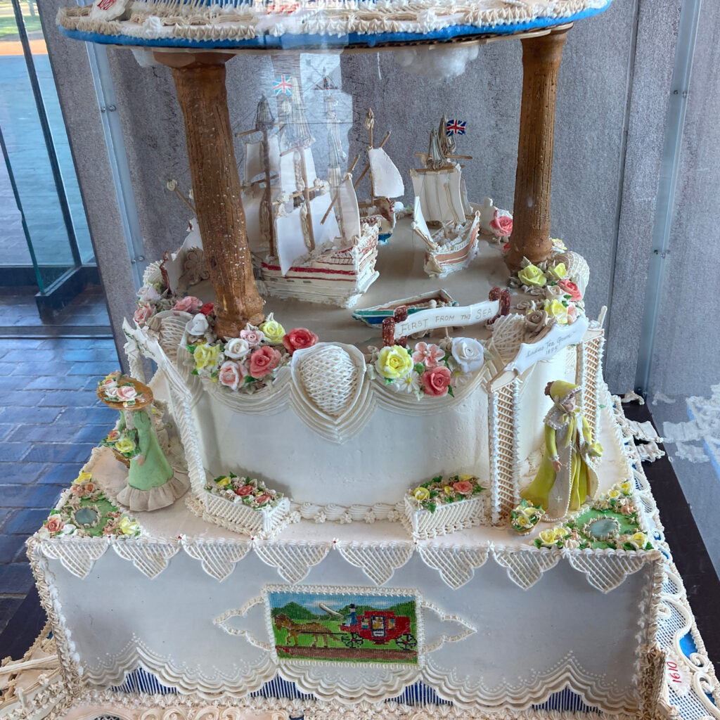 The base of a multi-layer cake baked 40 years ago, to celebrate Hampton's 375th birthday. Credit: Phred Dvorak/Inside Climate News