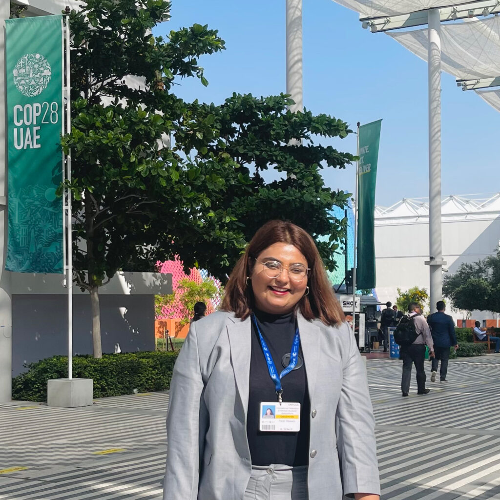 Farah Waseem at COP 28 in the United Arab Emirates. Credit: Courtesy of Farah Waseem