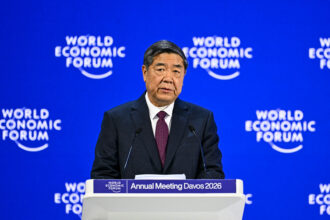 China's Vice-Premier He Lifeng delivers a speech during the World Economic Forum annual meeting in Davos, Switzerland, on Tuesday. Credit: Fabrice Coffrin/AFP via Getty Images