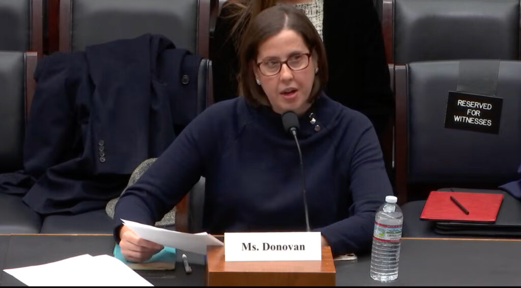 Emily Donovan, co-founder of Clean Cape Fear, testified before the U.S. House Environment Subcommittee in mid-December about PFAS and hazardous waste law. Source: Screenshot from subcommittee livestream
