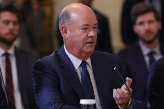 ConocoPhillips CEO Ryan Lance speaks during a meeting about Venezuela with President Donald Trump and other oil executives at the White House on Friday. Credit: Alex Wong/Getty Images