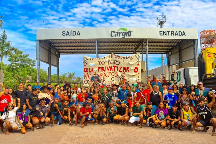 Indigenous activists gather outside Cargill's Santarem, Brazil, facility on Jan. 22, 2026. Credit: CITA Communications