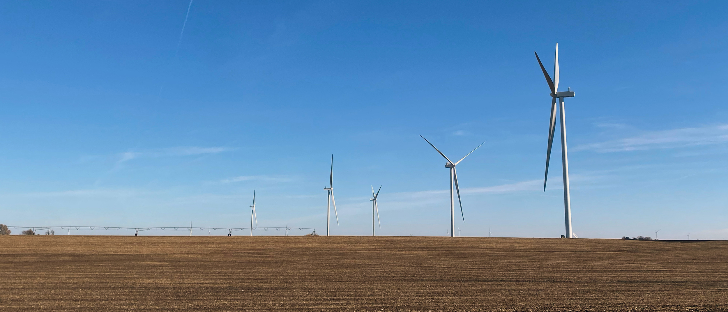 Newly installed turbines in the Shenandoah Hills wind farm, just a few miles south of downtown. Credit: Anika Jane Beamer/Inside Climate News