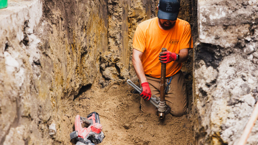 Lead pipes are replaced at a home in Chicago on July 25, 2025. Credit: Anthony Vazquez/Sun-Times