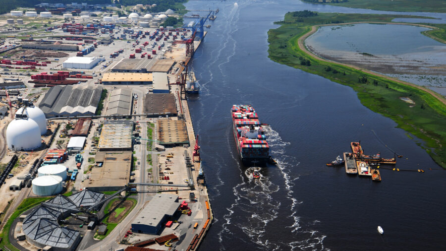 The Port of Wilmington on the Cape Fear River handled about 7 million tons of cargo in 2022. Credit: NC Ports