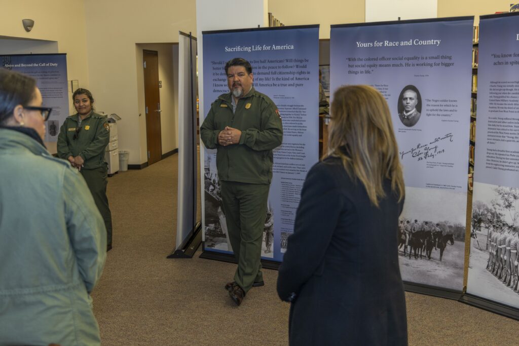 Director Chuck Sams addressing staff and guests at the Charles Young Buffalo Soldiers National Monument. Credit: National Park Service