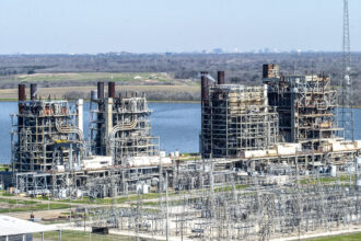 Natural gas power plants at the WA Parish Generating Station in Richmond, Texas. More like this are on the way as Texas becomes the epicenter of America's gas buildout. Credit: Kirk Sides/Houston Chronicle via Getty Images