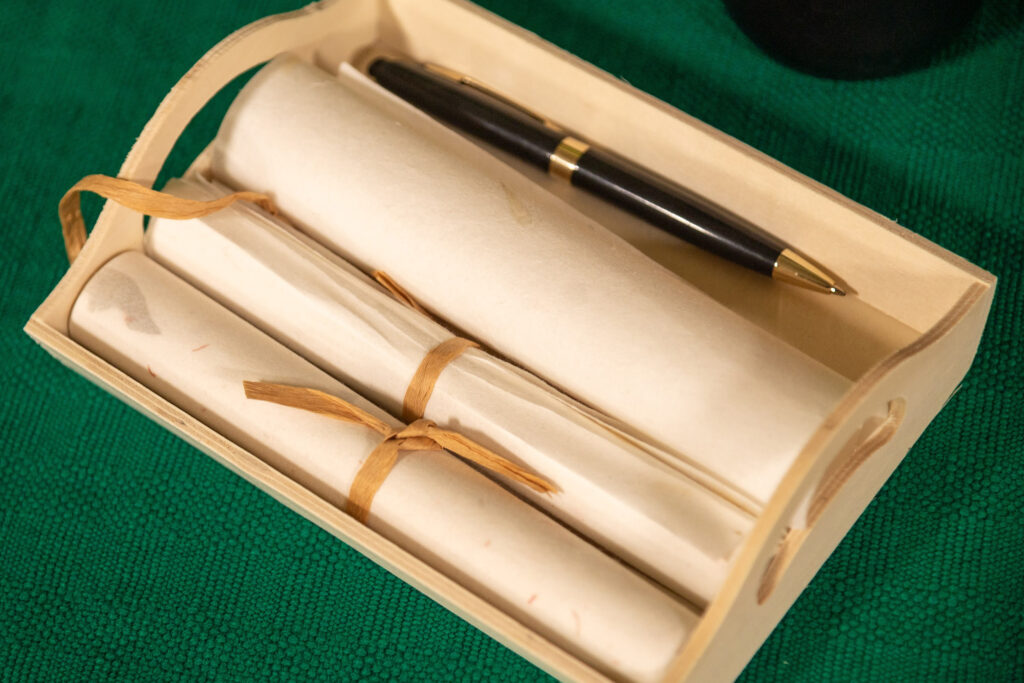 Families who choose to compost a loved one's body at The Natural Funeral can write notes on biodegradable paper to be composted with the body. Credit: Michael Kodas