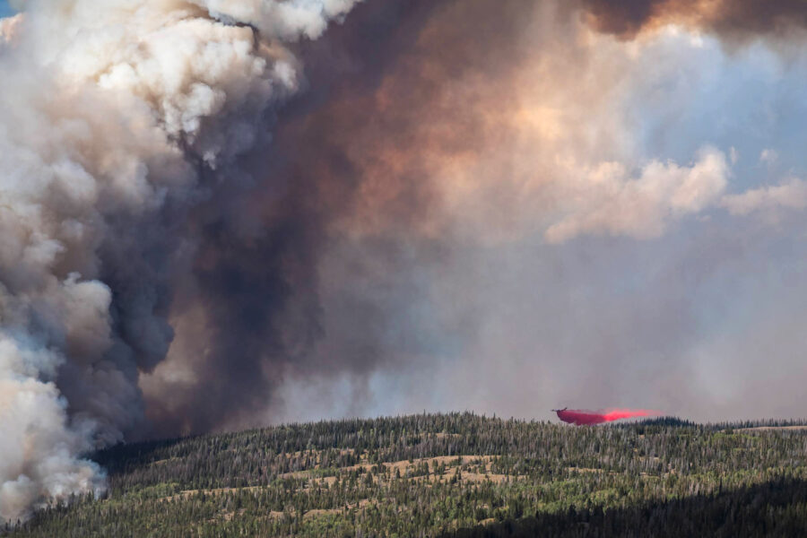 The Dollar Lake Fire broke out near Green River Lakes in the Wind River Mountains in August 2025. Credit: Michael Kodas/Inside Climate News