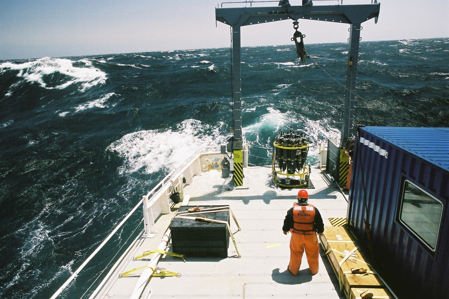 Richard Feely stands on the deck of a ship operated by Oregon State University during a 2007 research cruise studying ocean acidification. Credit: NOAA