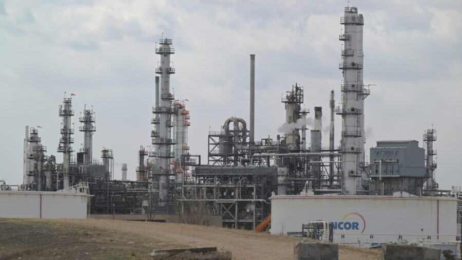 A Suncor Energy oil refinery is seen in Commerce City, Colo., on April 19, 2023. Credit: Hyoung Chang/The Denver Post