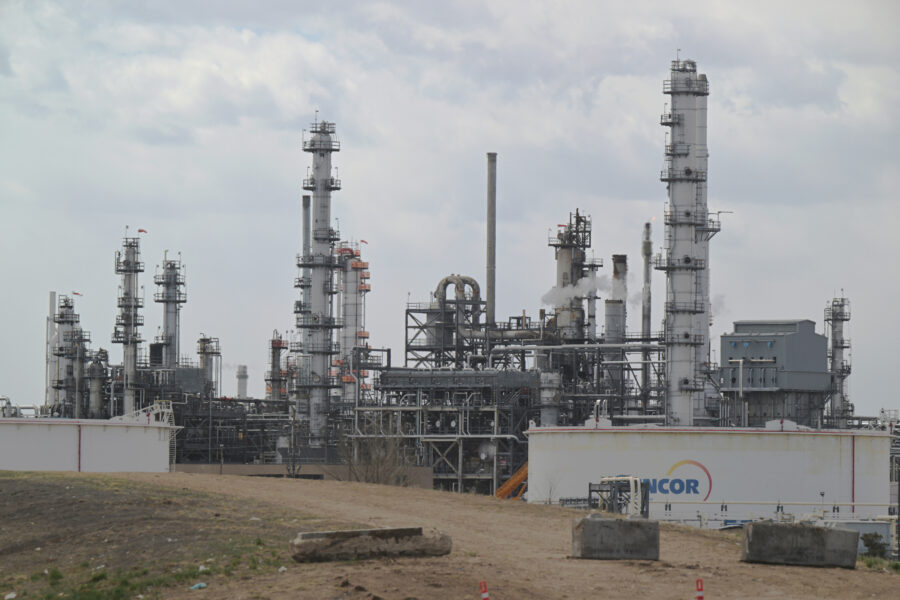 A Suncor Energy oil refinery is seen in Commerce City, Colo., on April 19, 2023. Credit: Hyoung Chang/The Denver Post