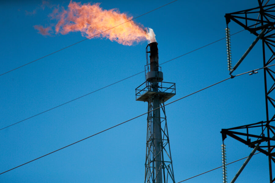 A chimney from the natural gas-fired Linden cogeneration plant is seen in Linden, N.J. Credit: Kena Betancur/VIEWpress