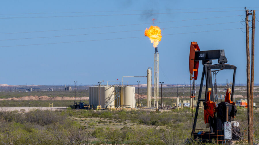 An oil pump jack operates in the Permian Basin of West Texas. Credit: Brandon Bell/Getty Images