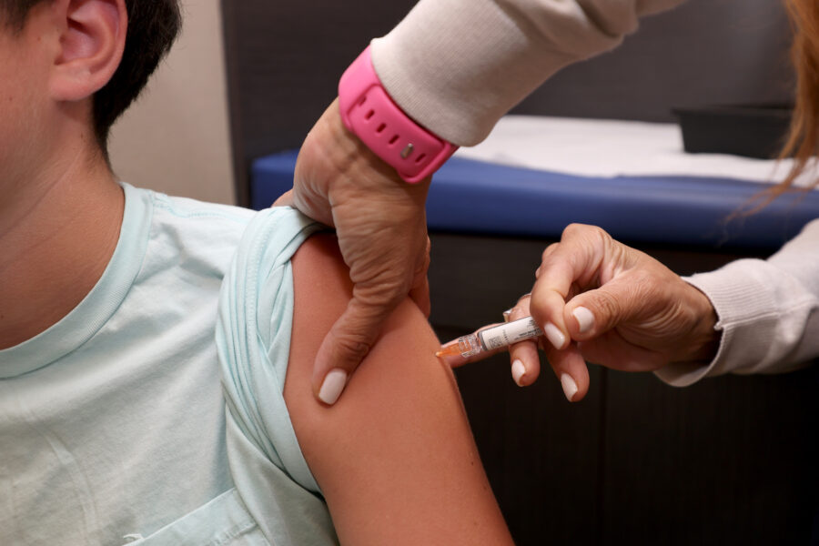 A child receives a standard immunization at a pediatric office on Sept. 15, 2025, in Coral Gables, Fla. Credit: Joe Raedle/Getty Images