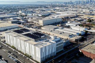 An aerial view of a 33-megawatt data center in Vernon, Calif. Credit: Mario Tama/Getty Images