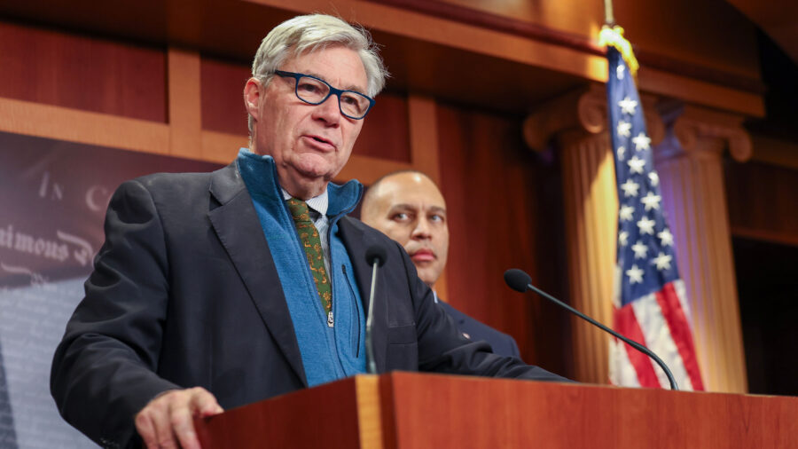 Sen. Sheldon Whitehouse (D-R.I.) speaks during a climate action news conference at the U.S. Capitol on Nov. 20, 2025. Credit: Tasos Katopodis/Getty Images