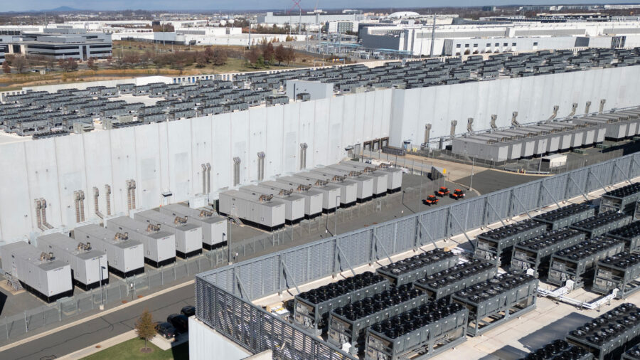 An aerial view of data centers in Ashburn, Va. Credit: Andrew Caballero-Reynolds/AFP via Getty Images