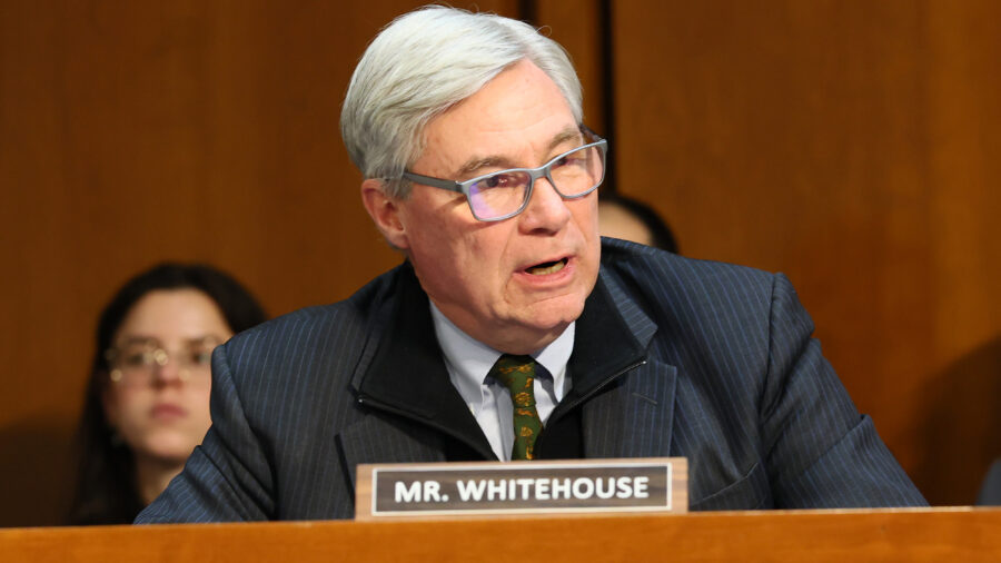 Sen. Sheldon Whitehouse (D-R.I.) speaks during a hearing in the Hart Senate Office Building on Feb. 10 in Washington, D.C. Credit: Michael M. Santiago/Getty Images