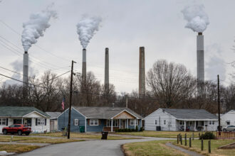 A view of the coal-fired Mill Creek Generating Station on Feb. 14 from the Valley Village neighborhood in Louisville, Ky. Credit: Jon Cherry/Getty Images