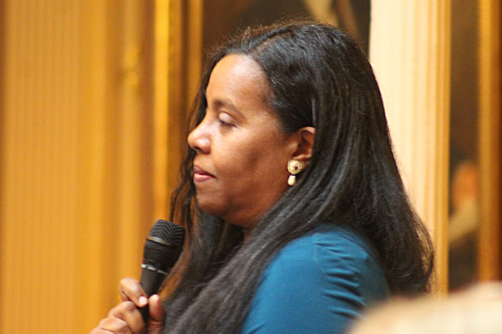 Majority Leader Del. Charniele Herring (D-Alexandria) speaks in support of her bill. Credit: Charles Paullin/Inside Climate News