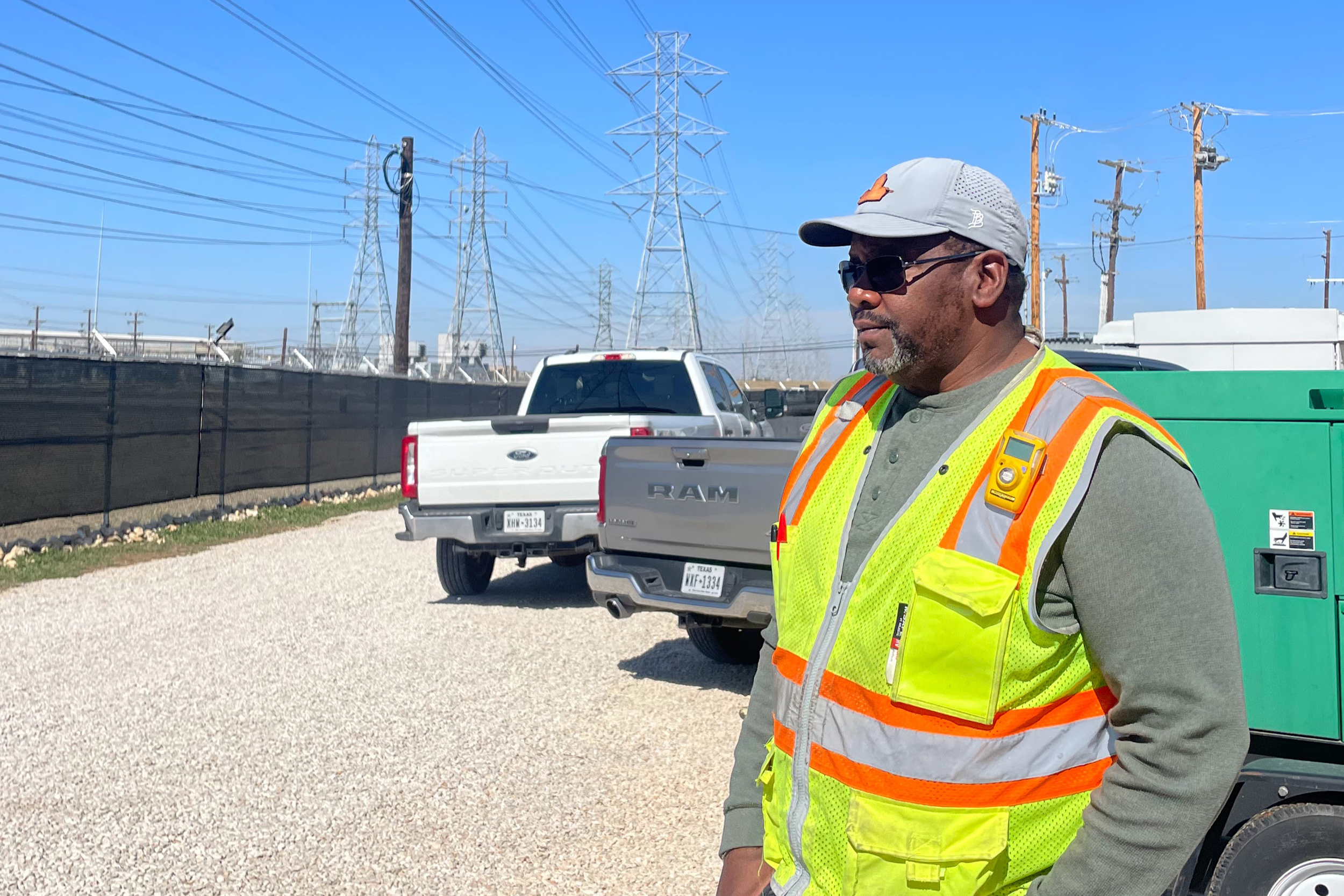 B2U project manager Joao Domingos at the Bexar County battery site. Credit: Arcelia Martin/Inside Climate News