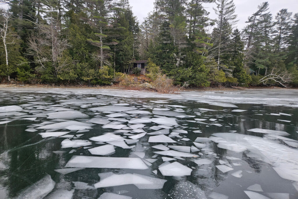 Free-floating pieces of ice are seen on Echo Lake in December 2025, prior to complete ice-over. Credit: Courtesy of Richard Behr