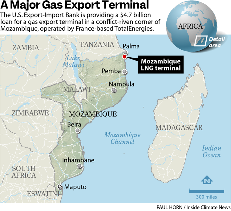 Graphic is a locator map showing the LNG project