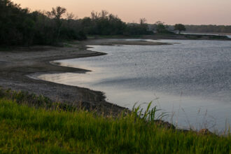 Corpus Christi’s largest remaining reservoir, Lake Texana, is currently 55 percent full and projected to hit 30 percent this summer. Credit: Dylan Baddour/Inside Climate News