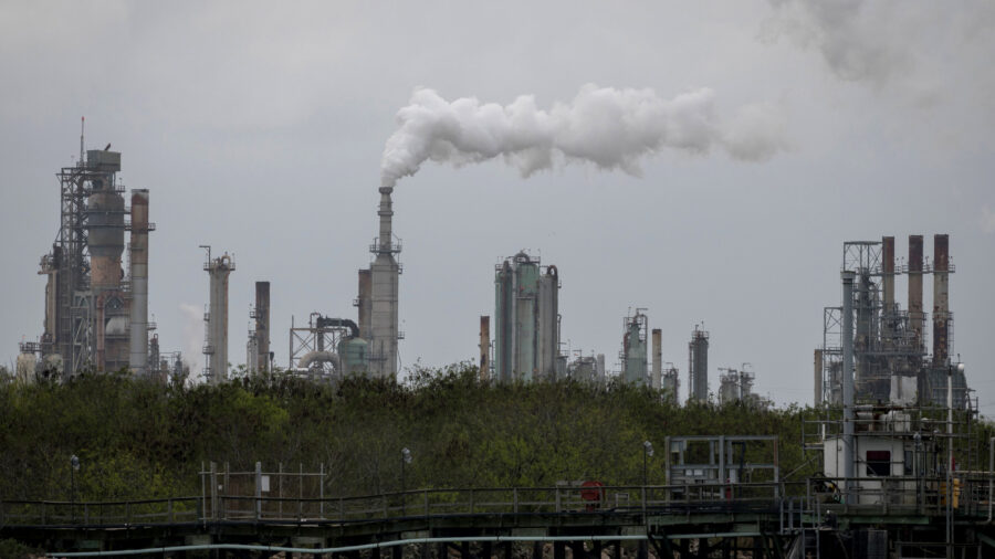 An oil refinery sits near the Corpus Christi Ship Channel in Texas. Credit: Loren Elliott/AFP via Getty Images