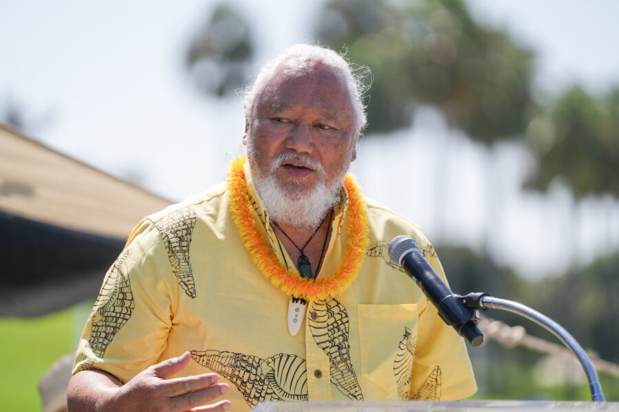 Native Hawaiian elder and activist, Solomon Pili Kahoʻohalahala, is calling for a ban on a prospective commercial deep sea mining industry. Credit: John Wolfsohn/Getty Images