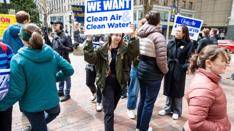 EPA employees from the Boston area participate in a demonstration at Angell Memorial Square. Credit: Brett Phelps/The Boston Globe via Getty Images