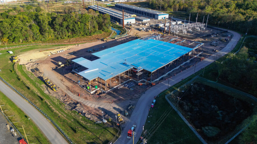 Construction of an Amazon Web Services data center in Salem Township, Pa., on Oct. 10, 2025. Credit: Jason Ardan/Citizens’ Voice via Getty Images